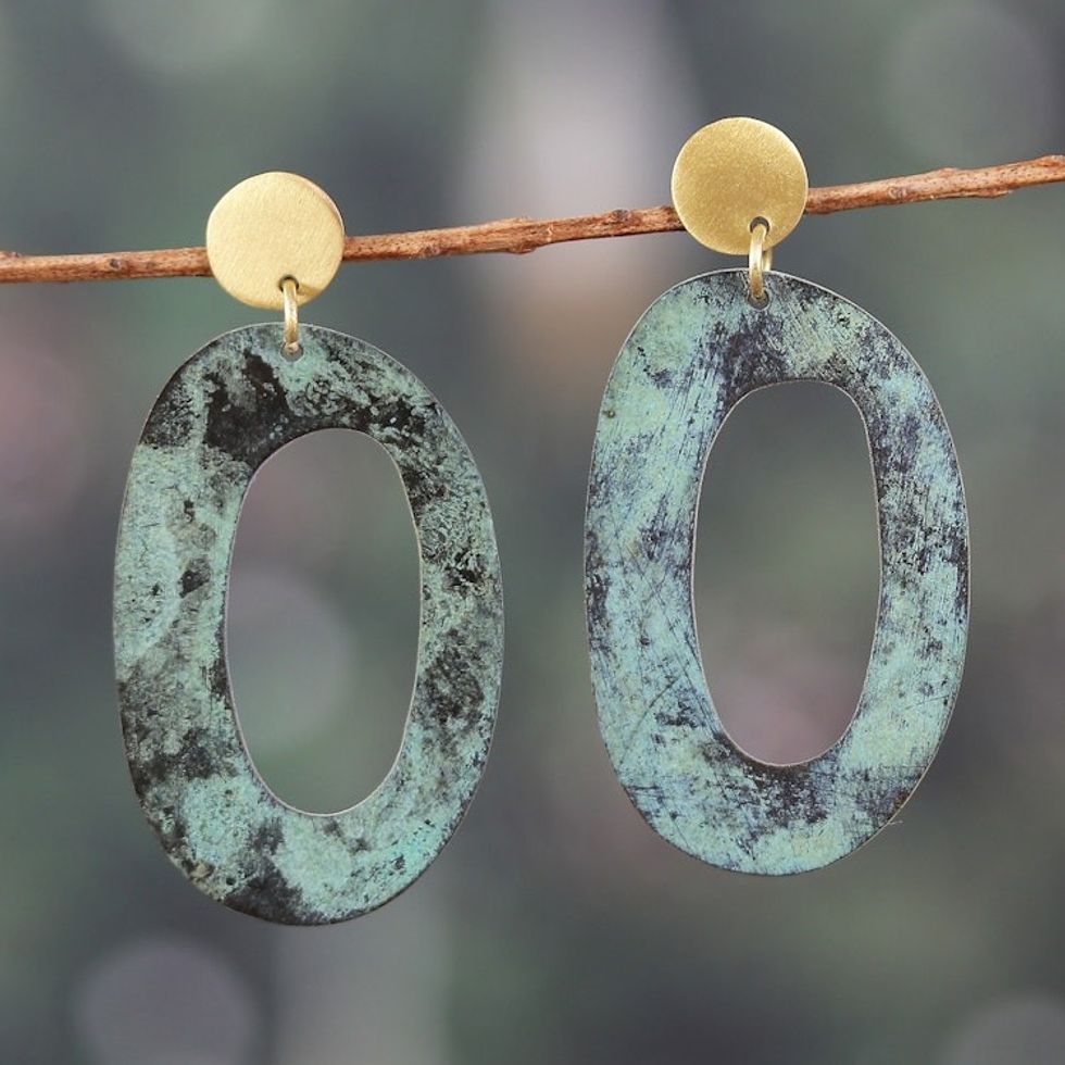Bold Brass Dangle Earrings 'Creative Triumph'