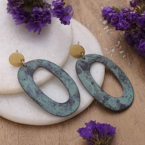 Alternate image for Bold Brass Dangle Earrings Creative Triumph