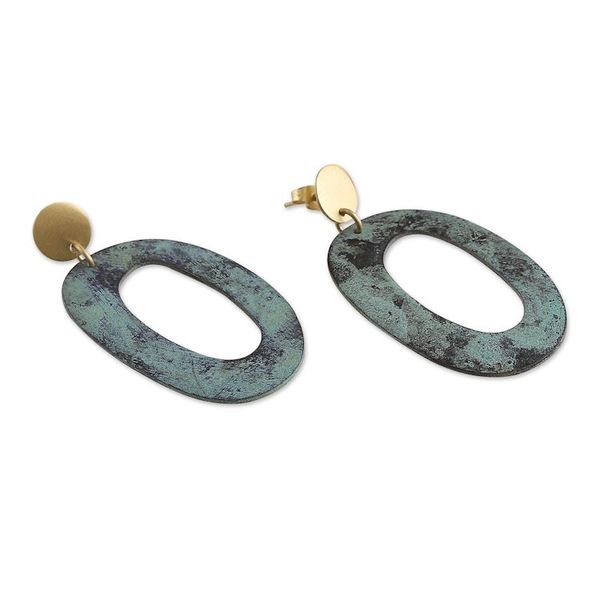 Alternate image for Bold Brass Dangle Earrings Creative Triumph