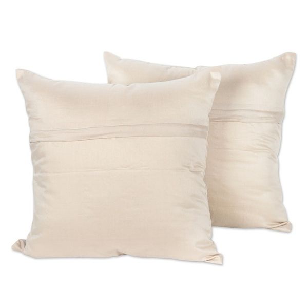 Alternate image for Embroidered Cotton Cushion Covers from India Set of 2 Merry Meeting