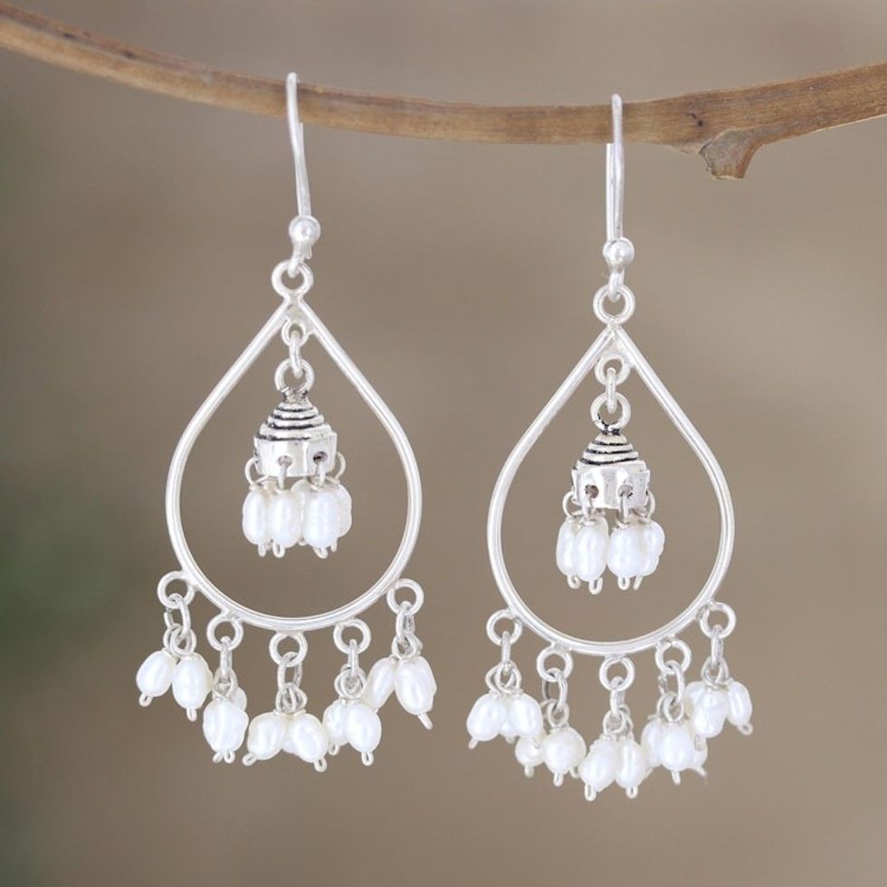 Hand Crafted Sterling Silver Dangle Earrings 'Empire of Light'