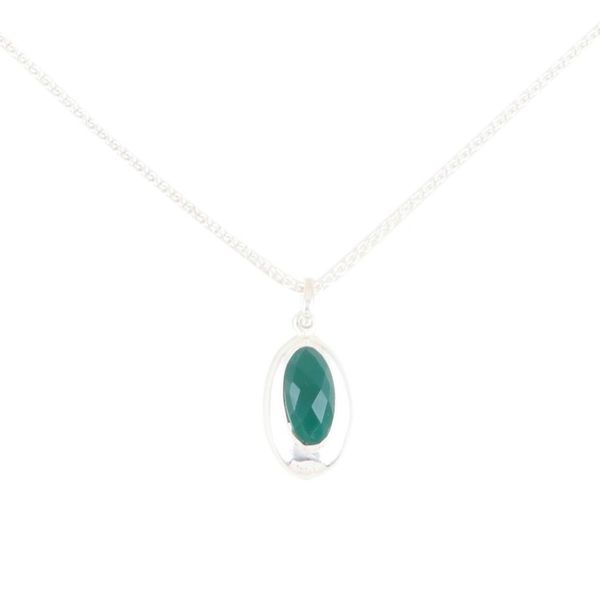 Alternate image for Indian Green Onyx and Sterling Silver Pendant Necklace Liquid Mirror in Green
