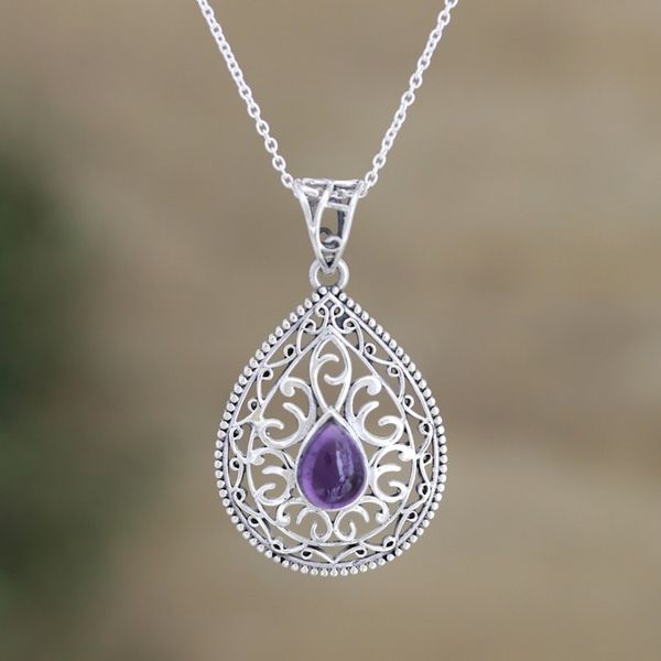 Alternate image for Artisan Crafted Amethyst Necklace Faraway Land