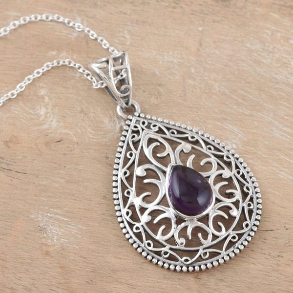 Alternate image for Artisan Crafted Amethyst Necklace Faraway Land
