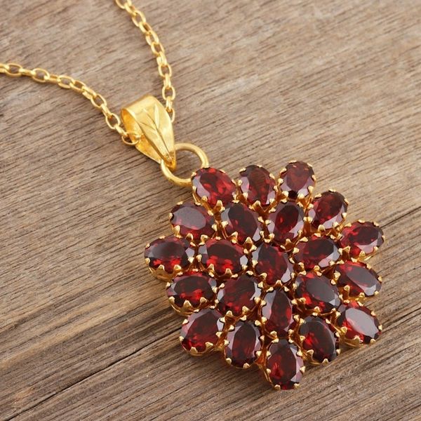 Alternate image for Gold-Plated Sterling Silver Garnet Pendant Necklace Radiant Sign