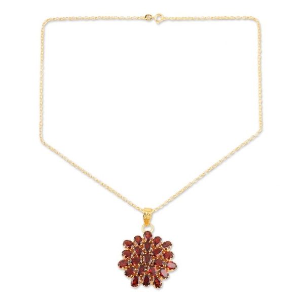 Alternate image for Gold-Plated Sterling Silver Garnet Pendant Necklace Radiant Sign