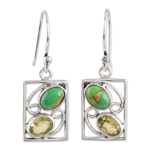 Alternate image for Hand Crafted Peridot Dangle Earrings from India Sweet Companions