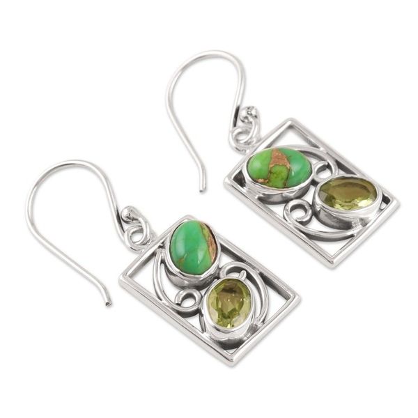 Alternate image for Hand Crafted Peridot Dangle Earrings from India Sweet Companions
