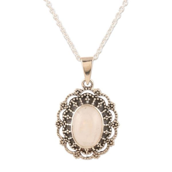 Alternate image for Rainbow Moonstone and Sterling Silver Pendant Necklace Heavens Garden
