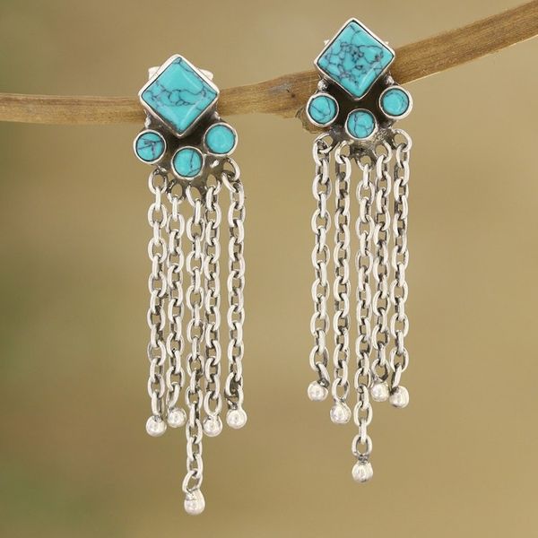 Alternate image for Sterling Silver Waterfall Earrings from India Shining Rain