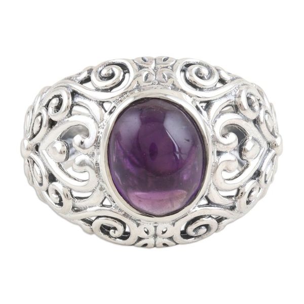 Alternate image for Hand Made Amethyst and Sterling Silver Domed Ring Psychic Force