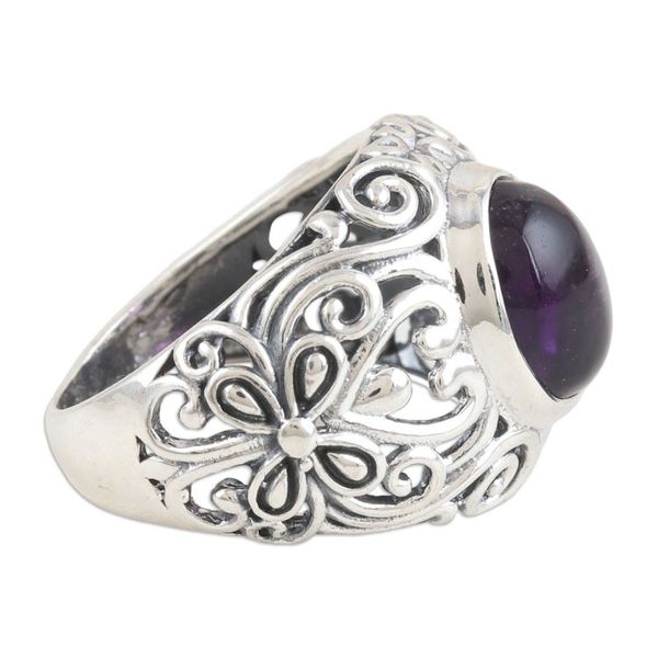 Alternate image for Hand Made Amethyst and Sterling Silver Domed Ring Psychic Force