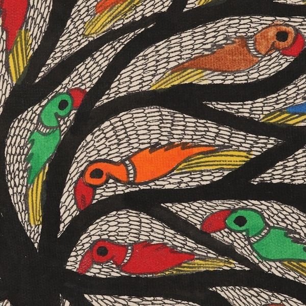 Alternate image for Madhubani Bird Painting on Handmade Paper Cheerful Chirps