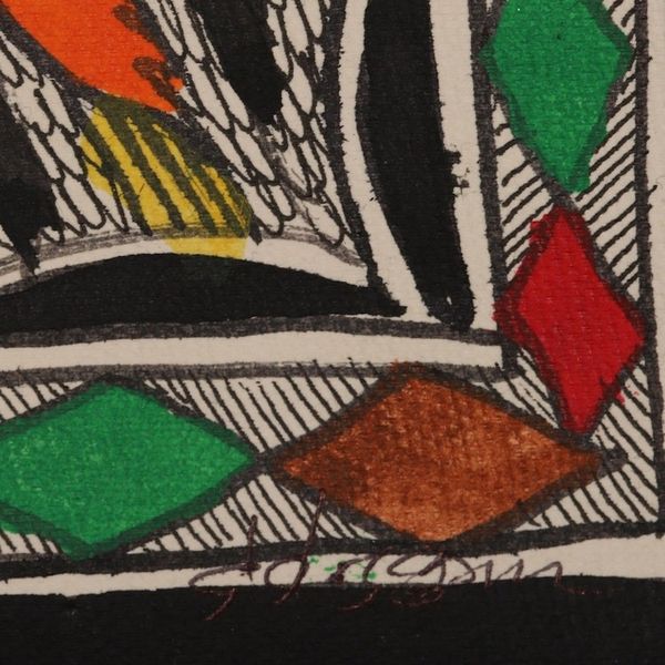 Alternate image for Madhubani Bird Painting on Handmade Paper Cheerful Chirps