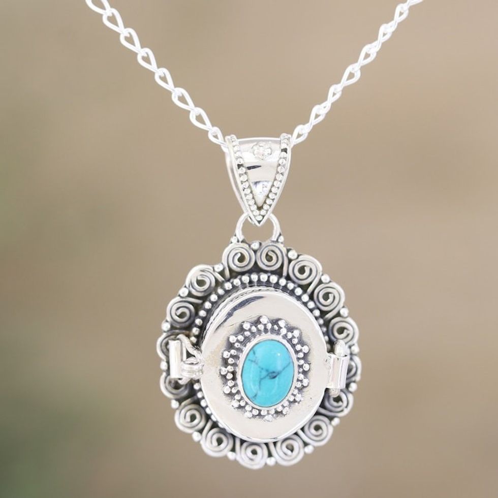 Artisan Crafted Sterling Silver Locket Necklace 'Paint a Picture'