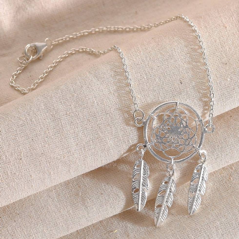 Sterling Silver Dreamcatcher Anklet 'Goodnight and Good Luck'