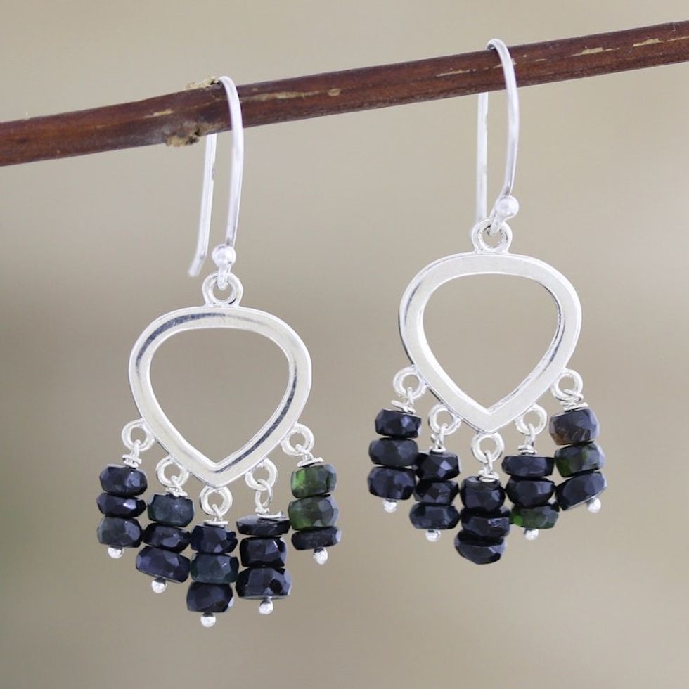 Tourmaline and Sterling Silver Dangle Earrings 'Shout Out Loud'