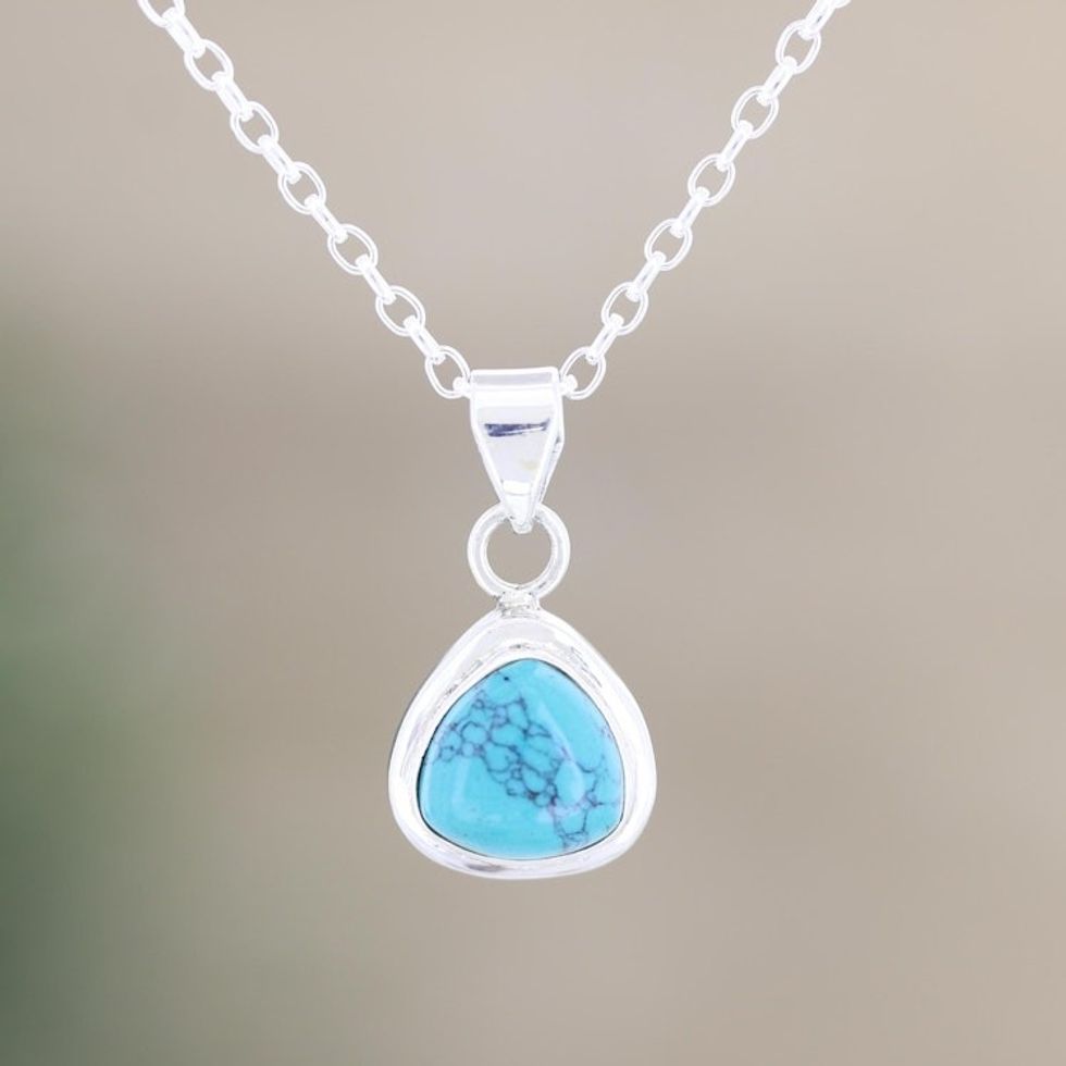 Hand Made Indian Sterling Silver Pendant Necklace 'Sky Realm'
