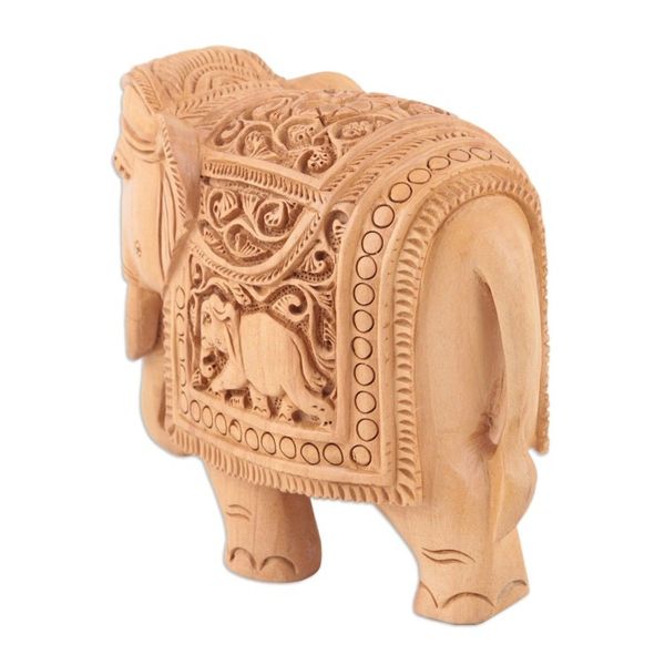 Alternate image for Handcrafted Kadam Wood Elephant Sculpture Indian Grandeur