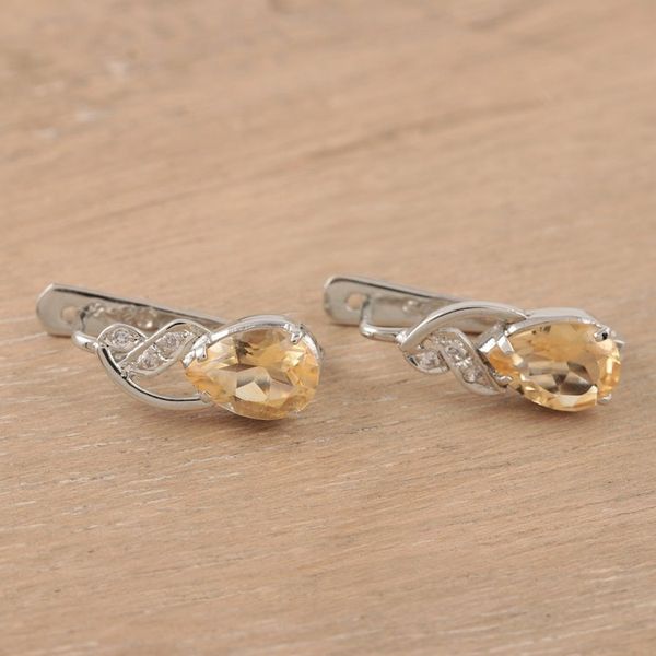 Alternate image for Rhodium-Plated Citrine and Cubic Zirconia Drop Earrings Free People in Yellow