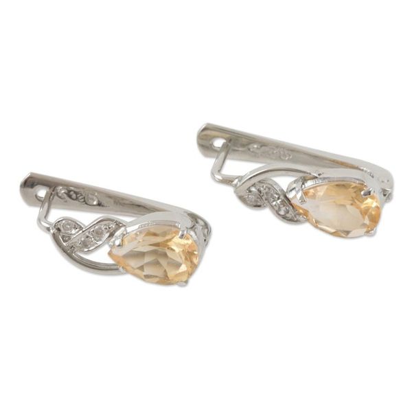 Alternate image for Rhodium-Plated Citrine and Cubic Zirconia Drop Earrings Free People in Yellow