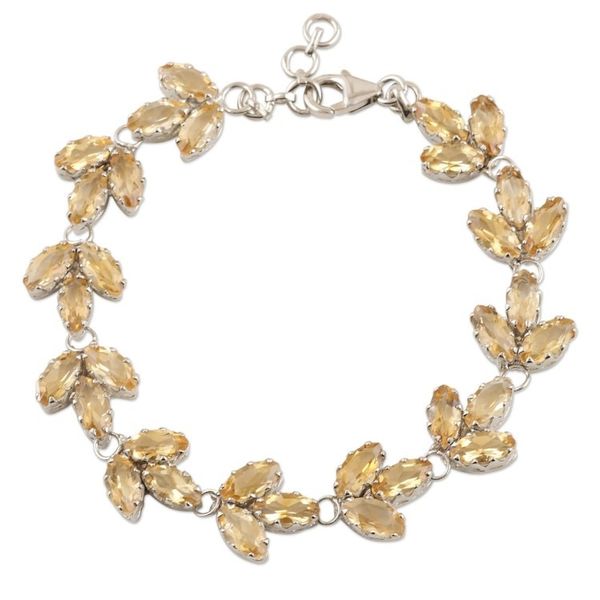 Alternate image for Rhodium-Plated Sterling Silver and Citrine Link Bracelet Leaves in the Sun