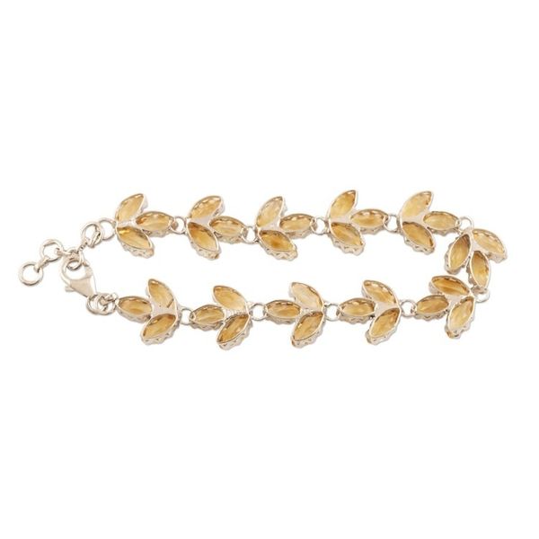 Alternate image for Rhodium-Plated Sterling Silver and Citrine Link Bracelet Leaves in the Sun