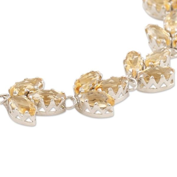 Alternate image for Rhodium-Plated Sterling Silver and Citrine Link Bracelet Leaves in the Sun