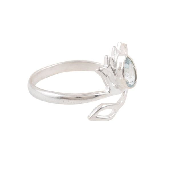 Alternate image for Wrap Ring Made with Blue Topaz and Sterling Silver in India Iridescent Lotus