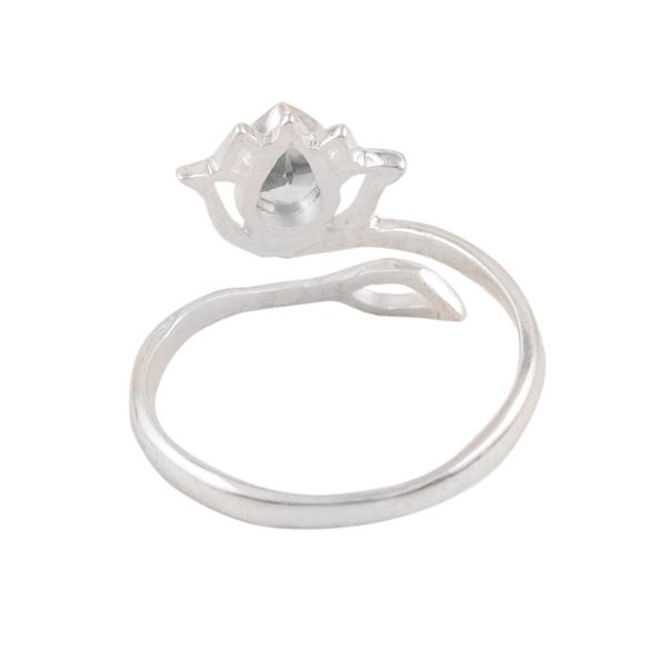 Alternate image for Wrap Ring Made with Blue Topaz and Sterling Silver in India Iridescent Lotus