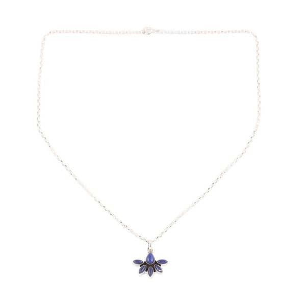 Alternate image for Sterling Silver and Lapis Lazuli Pendant Necklace from India Truth Crown