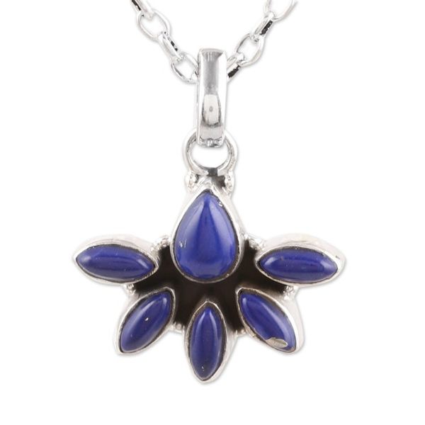 Alternate image for Sterling Silver and Lapis Lazuli Pendant Necklace from India Truth Crown