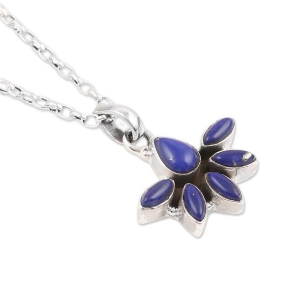 Alternate image for Sterling Silver and Lapis Lazuli Pendant Necklace from India Truth Crown