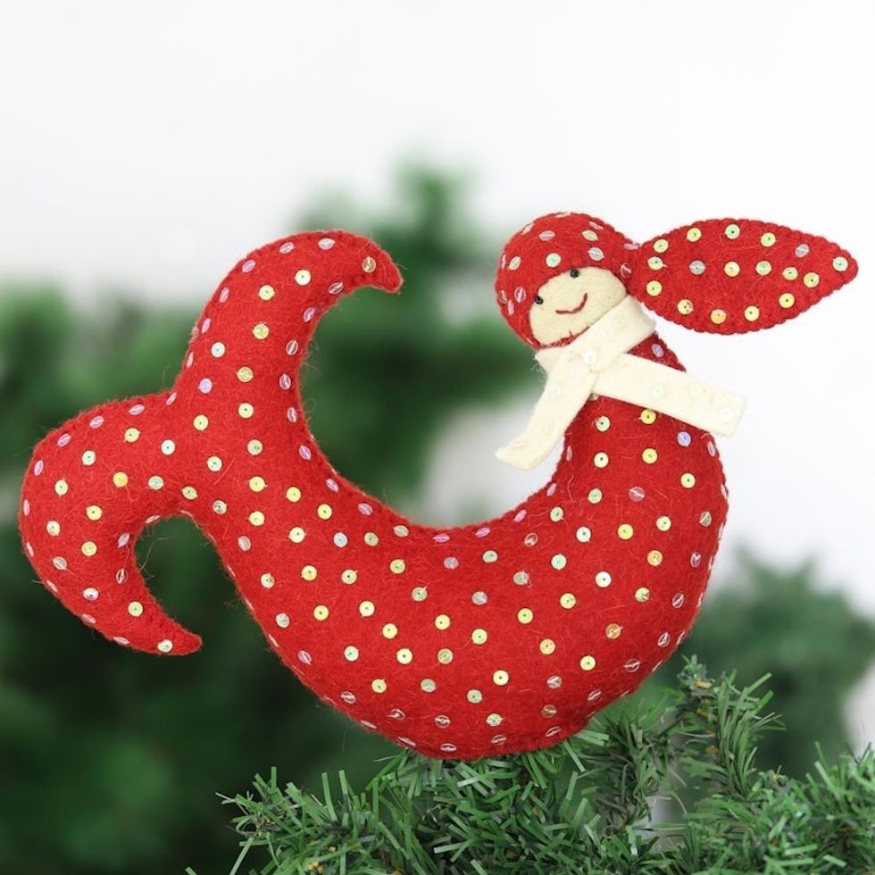 Felt Wool Mermaid Holiday Tree Topper 'Christmas Mermaid'