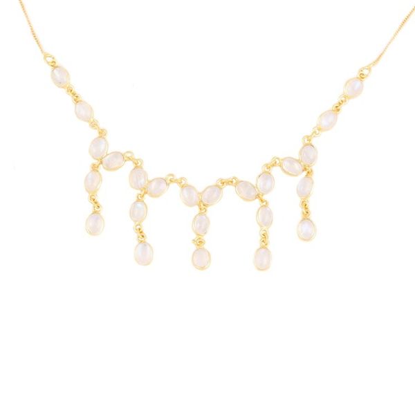 Alternate image for 22k Gold-Plated Waterfall Necklace with Rainbow Moonstones Creativity Drops