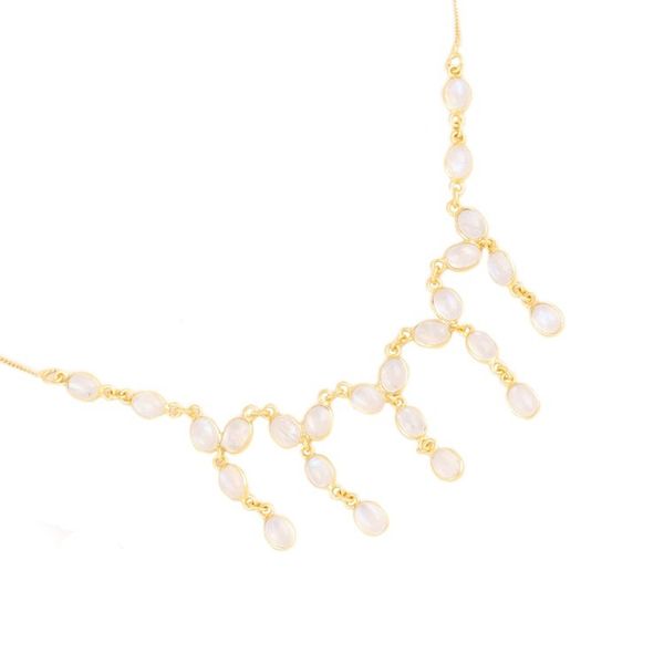 Alternate image for 22k Gold-Plated Waterfall Necklace with Rainbow Moonstones Creativity Drops