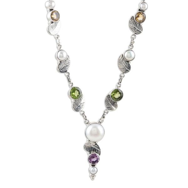 Alternate image for Peridot and Cultured Pearl Pendant Necklace Moonlight on the Water
