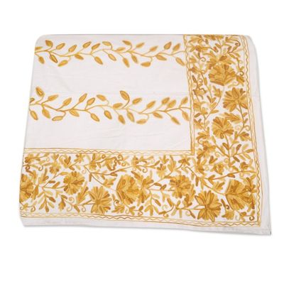 Alternate image for Chain-stitched Cotton Queen Duvet Cover Handmade in India Kashmir Vines