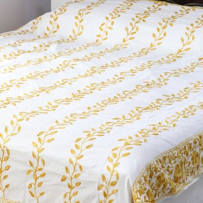 Alternate image for Chain-stitched Cotton Queen Duvet Cover Handmade in India Kashmir Vines