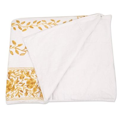 Alternate image for Chain-stitched Cotton Queen Duvet Cover Handmade in India Kashmir Vines
