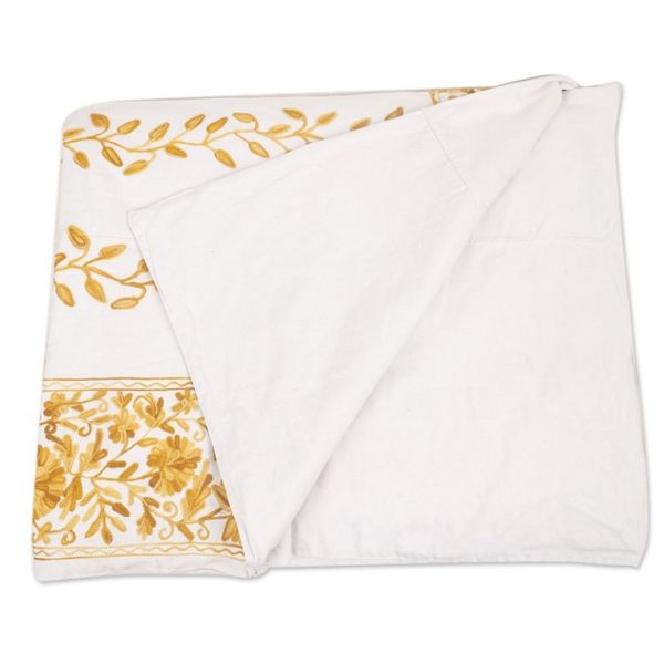 Alternate image for Chain-stitched Cotton Queen Duvet Cover Handmade in India Kashmir Vines