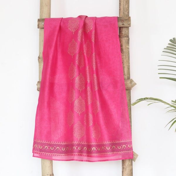 Alternate image for Block-Printed Cotton Blend Shawl from India Ruby Sea