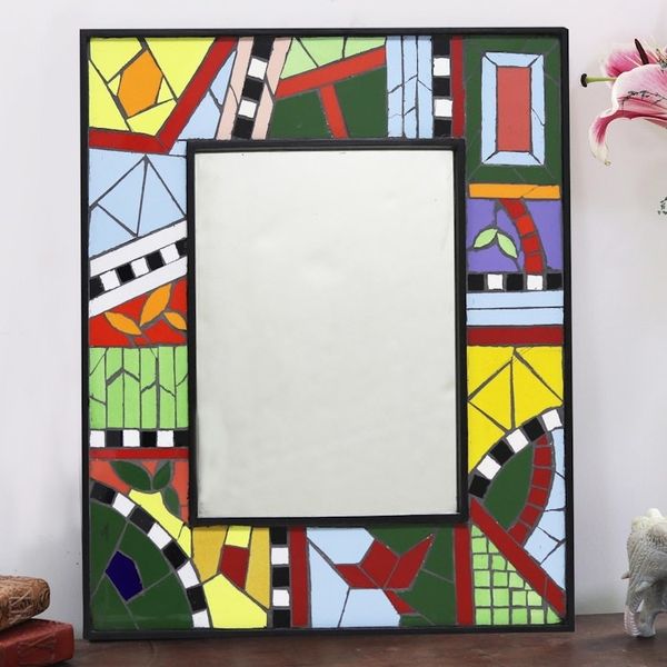 Alternate image for Modern Art-Inspired Ceramic Mosaic Wall Mirror Modern Artifact