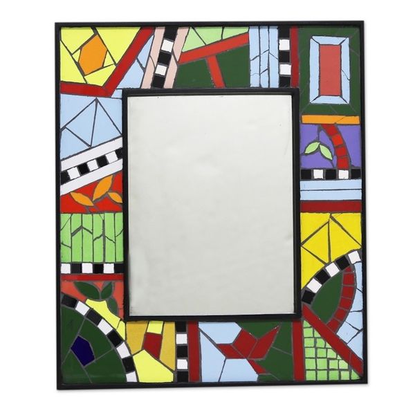 Alternate image for Modern Art-Inspired Ceramic Mosaic Wall Mirror Modern Artifact