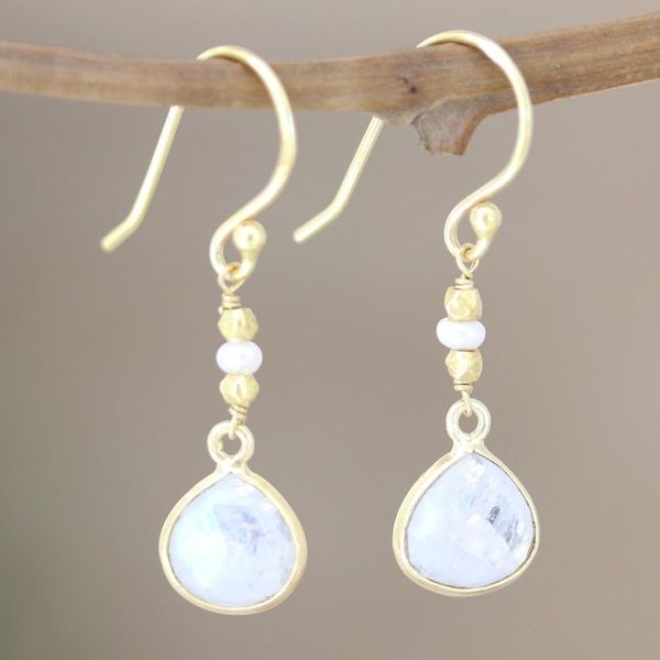 Alternate image for Artisan Crafted Rainbow Moonstone Earrings Catch a Rainbow