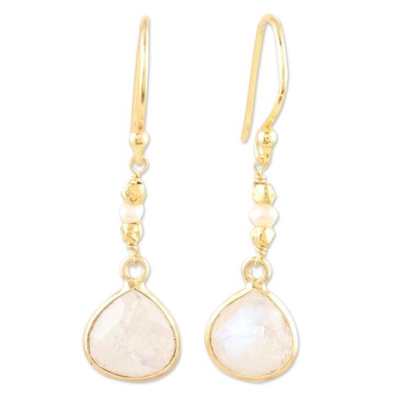 Alternate image for Artisan Crafted Rainbow Moonstone Earrings Catch a Rainbow