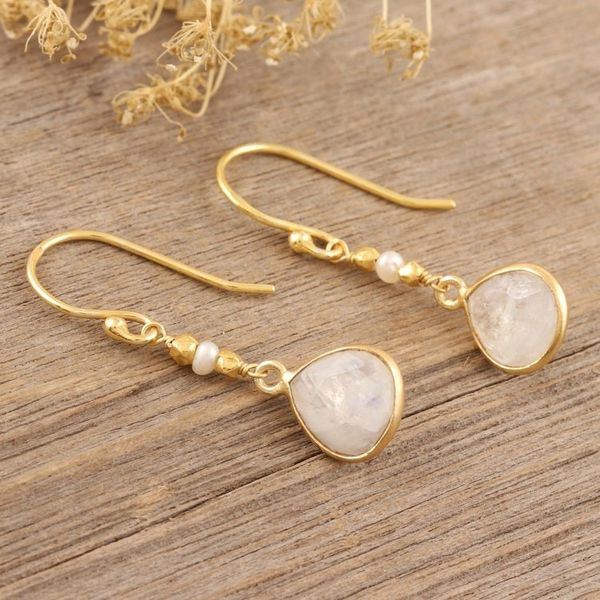 Alternate image for Artisan Crafted Rainbow Moonstone Earrings Catch a Rainbow