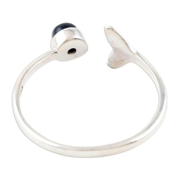 Alternate image for Onyx and Sterling Silver Mermaid Tail Ring Midnight Mermaid