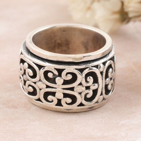 Alternate image for Unisex Meditation Spinner Ring Crafted with Sterling Silver Original Glory