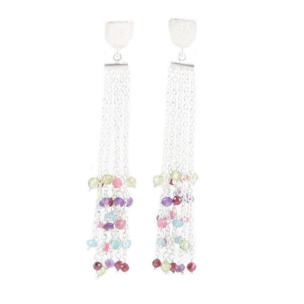 Alternate image for Multicolored Chalcedony and Sterling Silver Dangle Earrings Cupcake Sprinkles